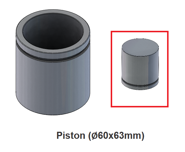 Caliper Piston Ø 60 X 63 mm.